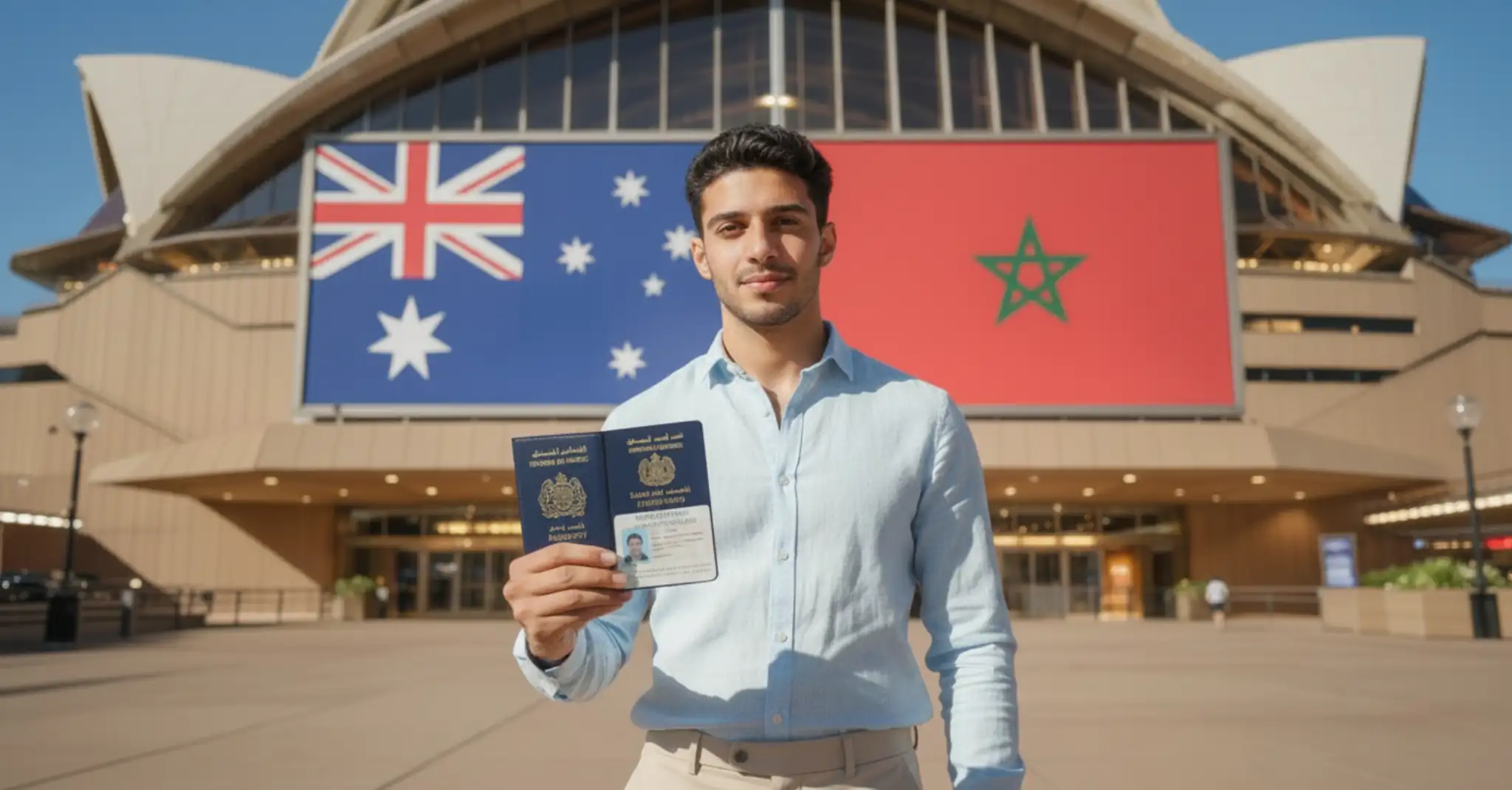 شاب مغربي يحمل جواز سفره في صورة تعبيرية عن فيزا استراليا للمغاربة
