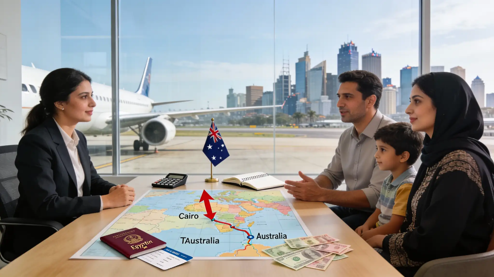 تكلفة السفر إلى أستراليا من مصر تشمل تذاكر الطيران، التأشيرة، والمصاريف الأساسية للعائلة