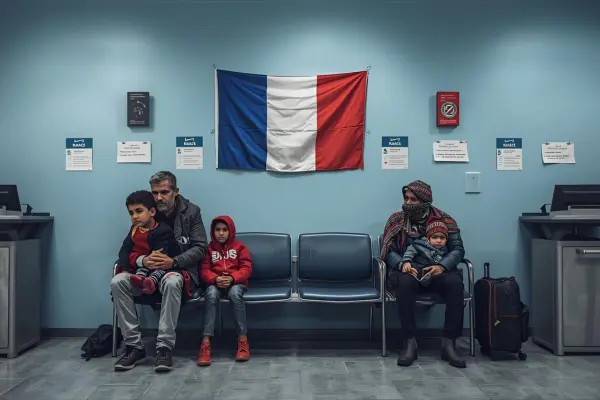 صورة توضح أبرز عيوب اللجوء في فرنسا، بما في ذلك صعوبات الاستقرار والسكن والقيود على العمل في المراحل الأولى.